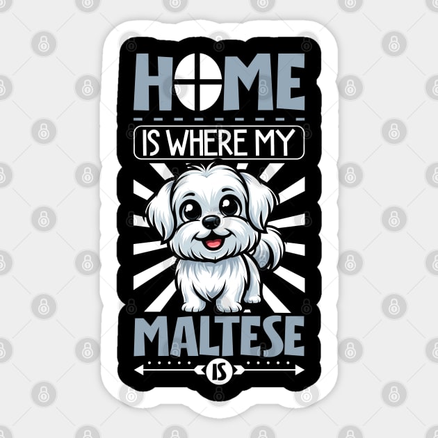 Home is with my Maltese Sticker by Modern Medieval Design